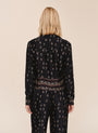 Long Sleeve Crop Shirt - Floral Border Print