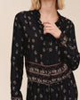 Long Sleeve Crop Shirt - Floral Border Print