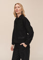 Embroidered Hem Chore Jacket - Black