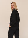 Embroidered Hem Chore Jacket - Black