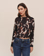 Long Sleeve Button Back Top - Shadow Floral Print