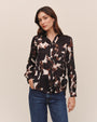 Long Sleeve Round Hem Button Down - Shadow Floral Print