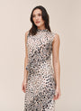 Fitted Cowl Neck Top - Painted Spots Print