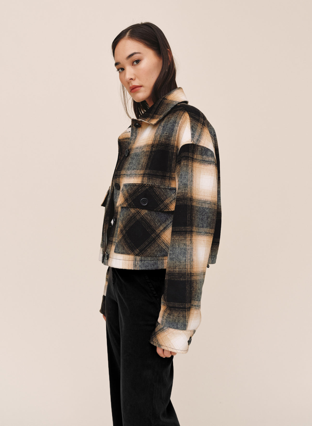 Flap Pocket Jacket - Amber Plaid