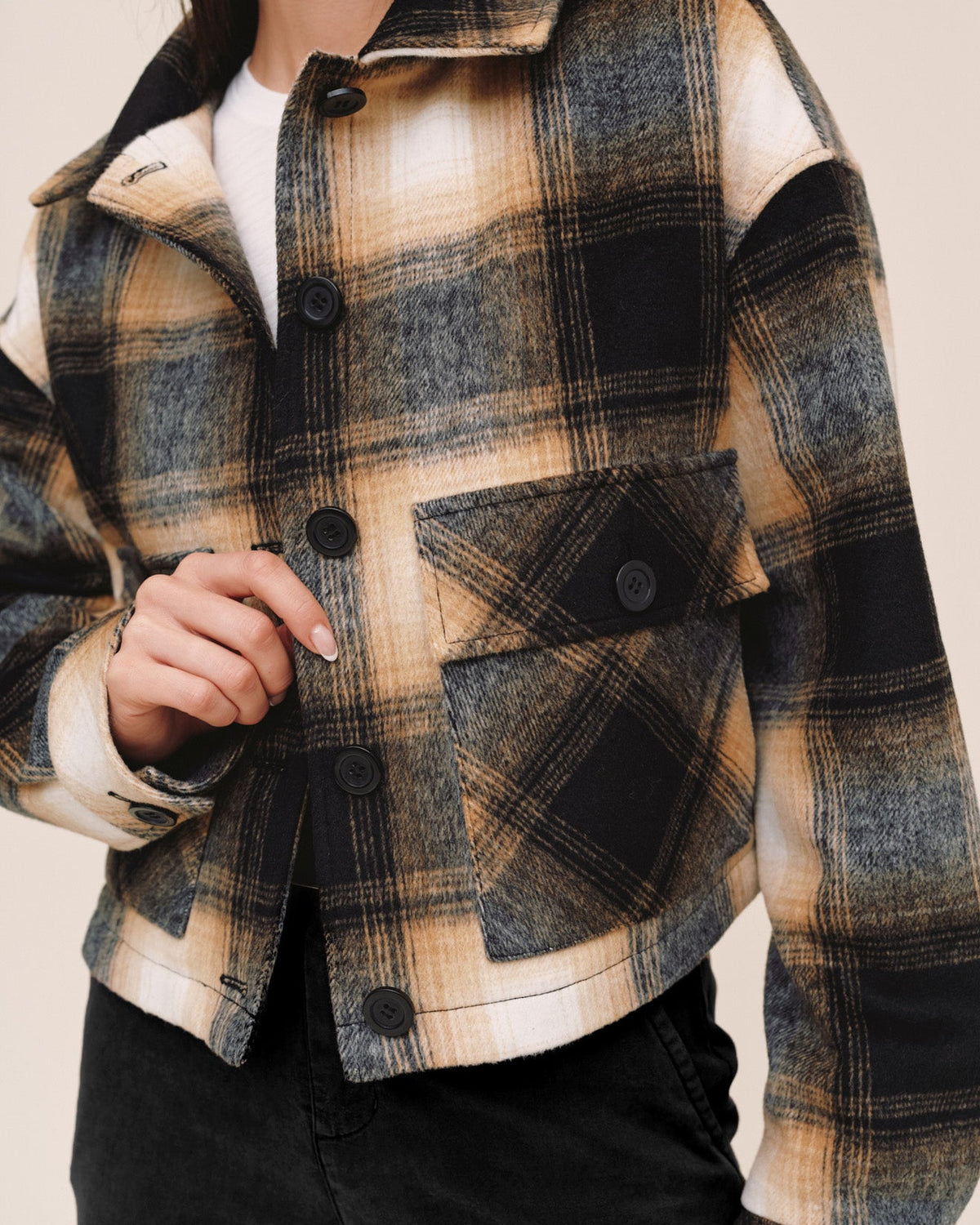 Flap Pocket Jacket - Amber Plaid