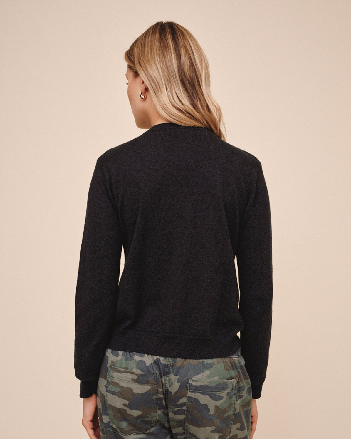 Crew Neck Cardigan - Vintage Black