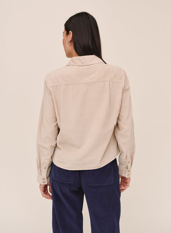 Bella Dahl Long Sleeve Patch Pocket Work Shirt - Oat View 2