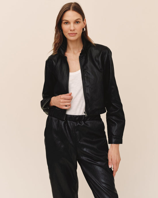 Bella Dahl Crop Bomber Jacket - Black