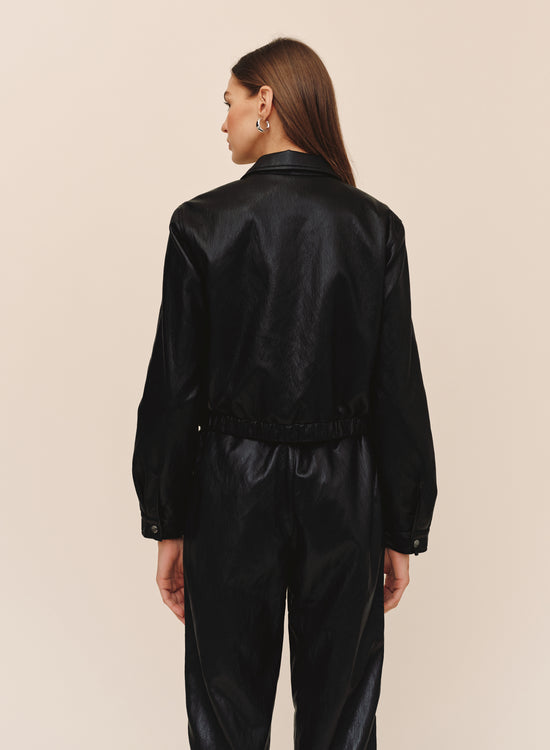 Bella Dahl Crop Bomber Jacket - Black View 2