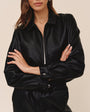 Crop Bomber Jacket - Black