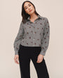 Long Sleeve Crop Button Down - Micro Floral Gingham