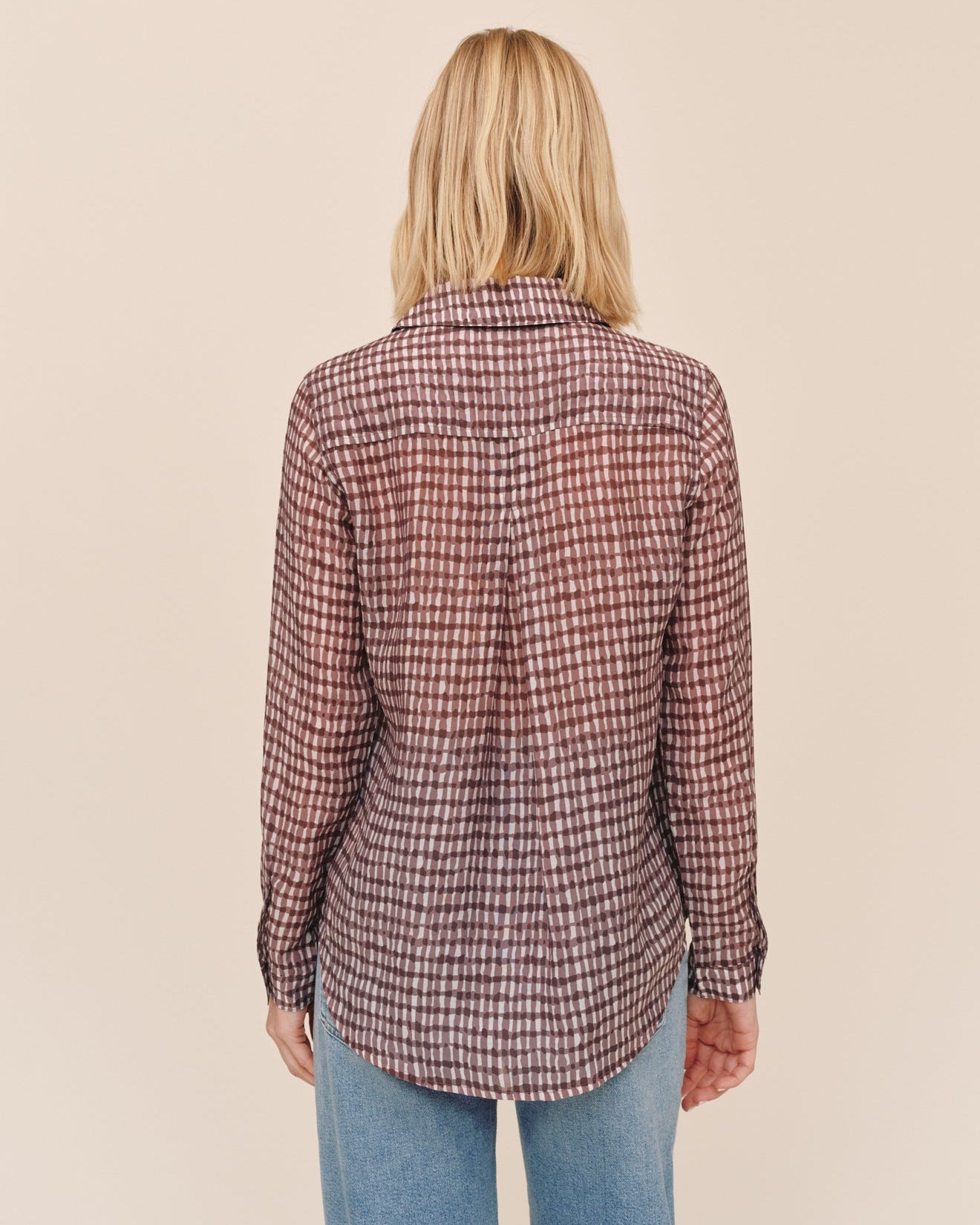 Classic Button Down - Plum Gingham Print
