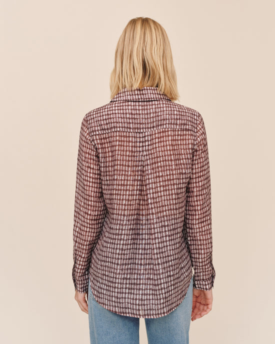 Bella Dahl Classic Button Down - Plum Gingham Print View 2