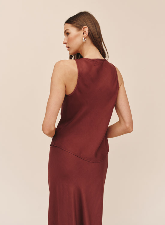 Bella Dahl Scoop Neck Tank - Smoked Crimson View 2