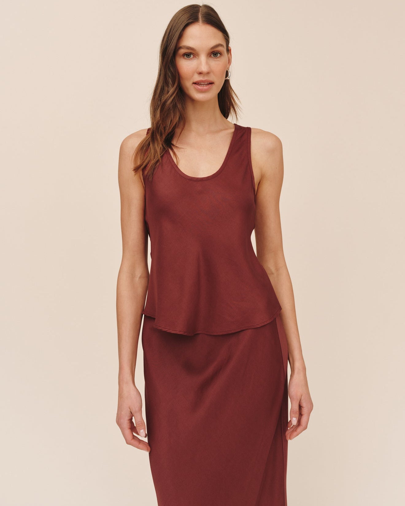 Scoop Neck Tank - Smoked Crimson
