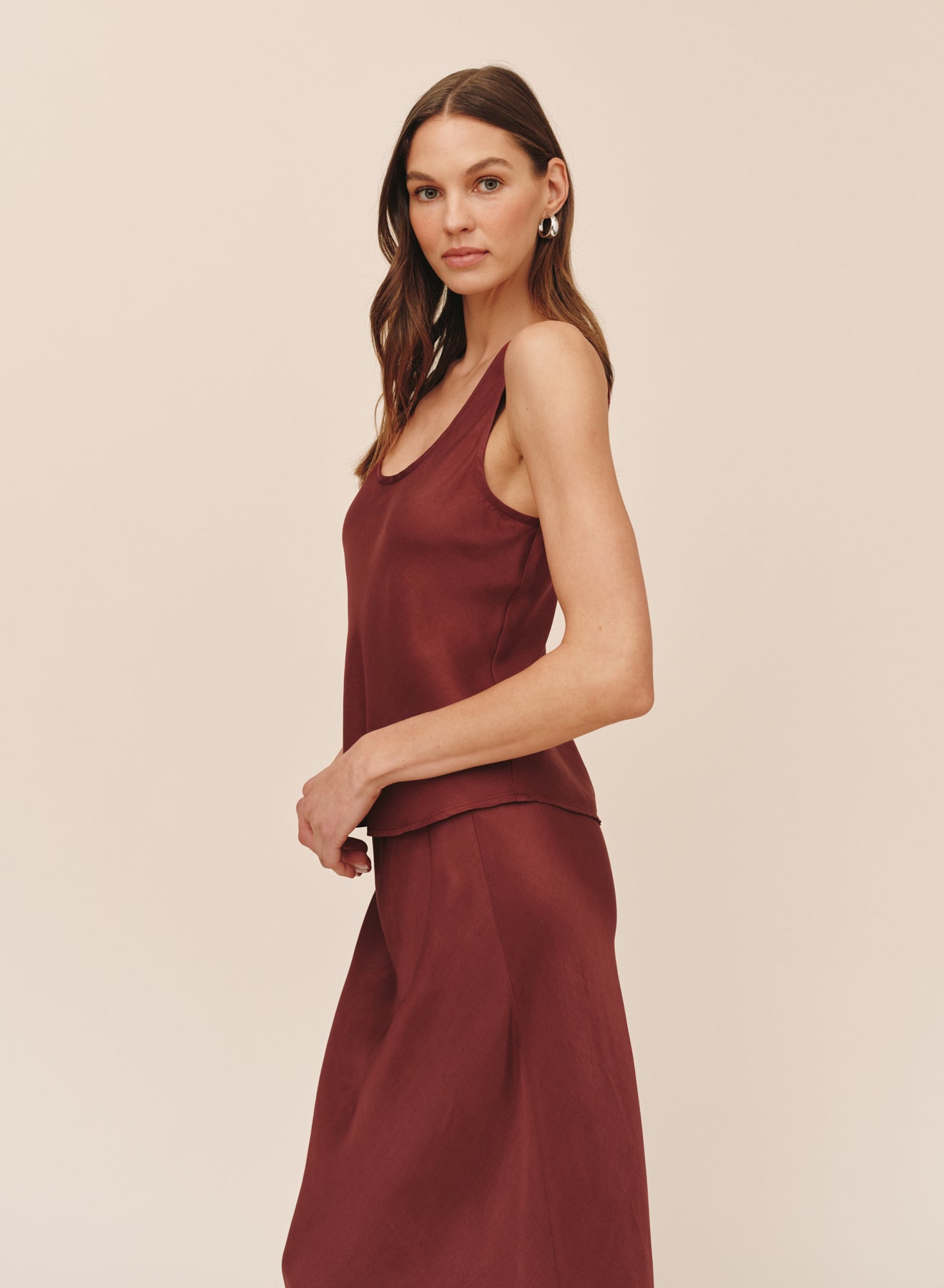 Scoop Neck Tank - Smoked Crimson