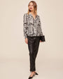 Long Sleeve Shirred Shoulder Shirt - Metropolitan Print