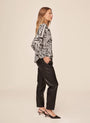 Long Sleeve Shirred Shoulder Shirt - Metropolitan Print