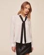 Long Sleeve Shirt With Neck Tie - White