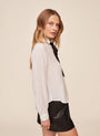 Long Sleeve Shirt With Neck Tie - White