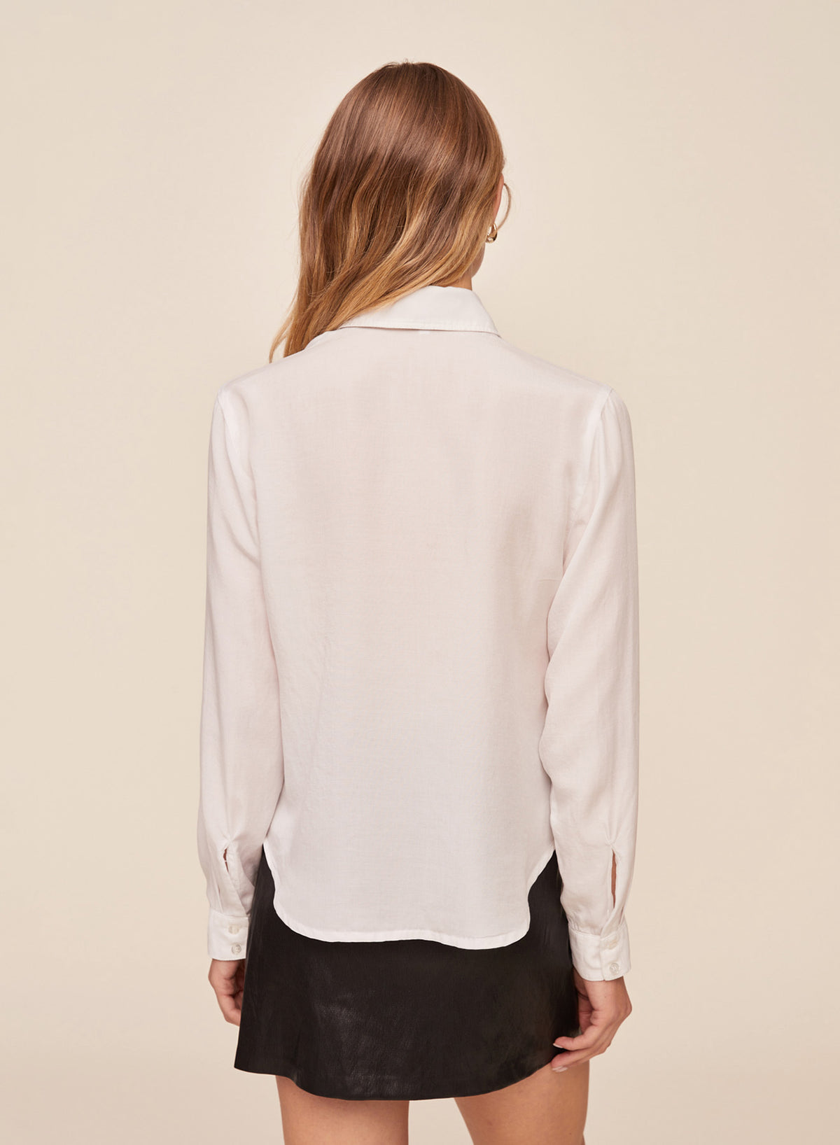 Long Sleeve Shirt With Neck Tie - White