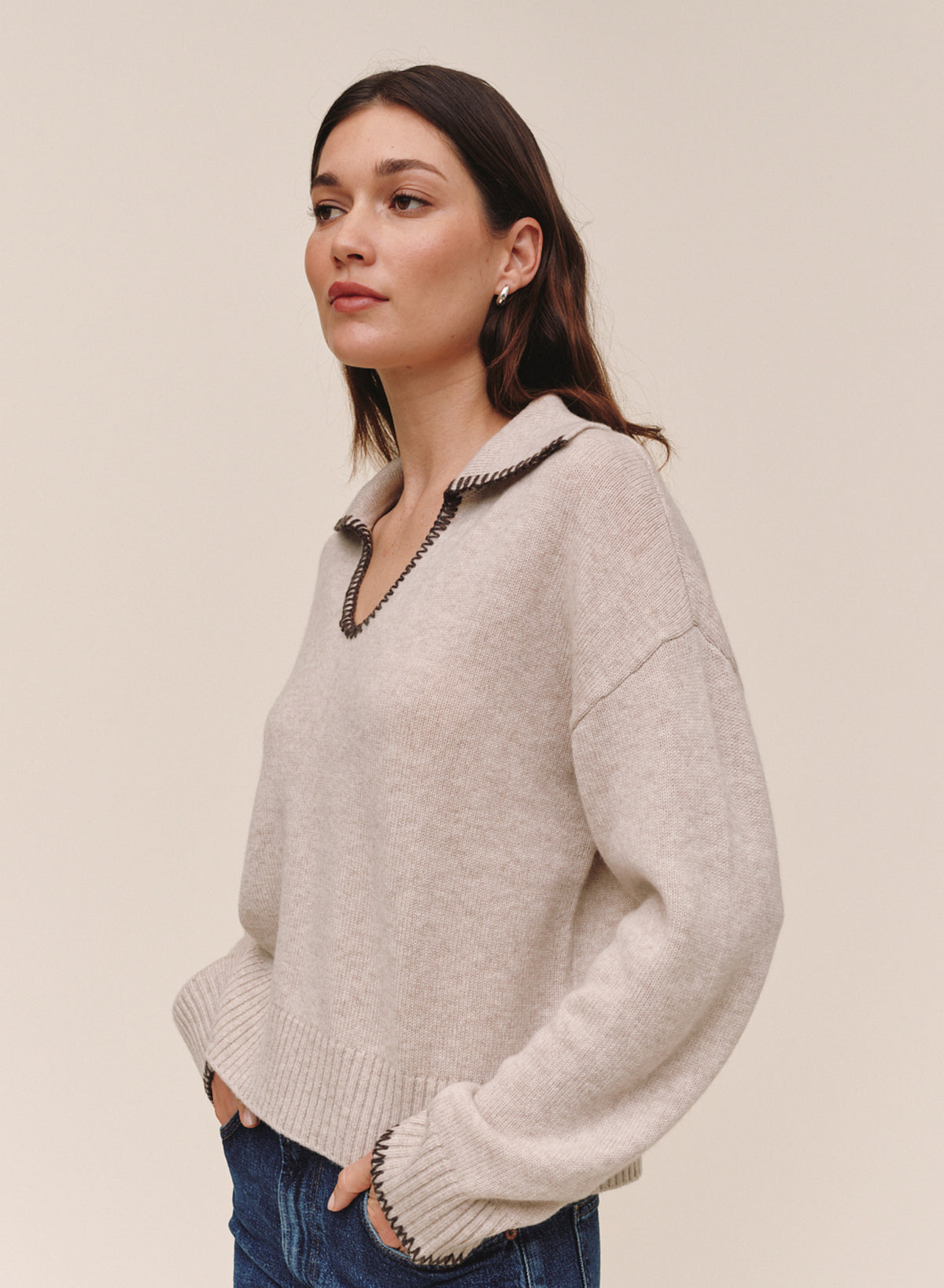 Contrast Trimmed Sweater - Chalet
