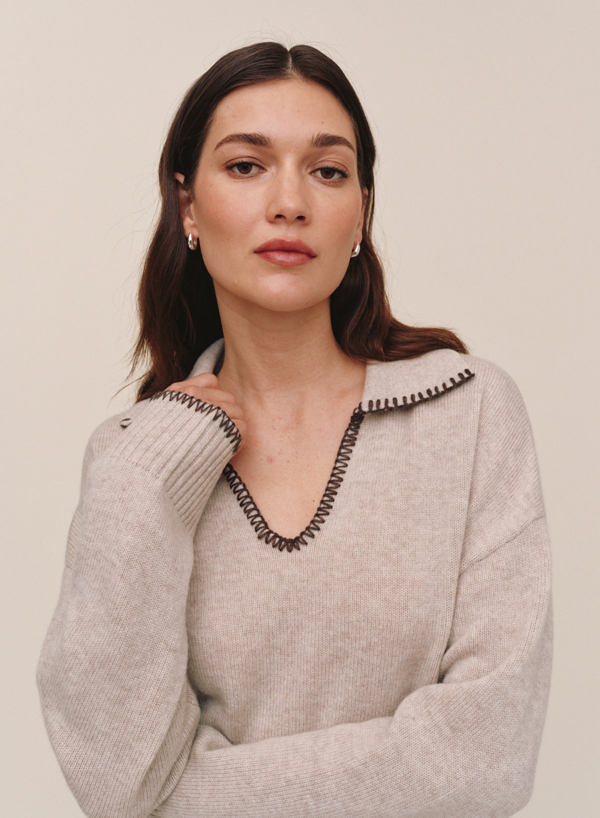 Contrast Trimmed Sweater - Chalet