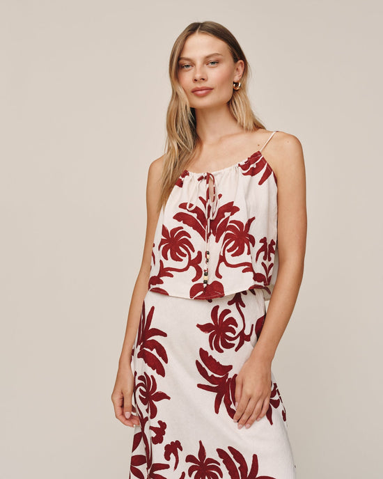Bella Dahl Tie Front Cami - Island Damask Print