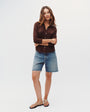 Button Up Knit Top - Dark Chestnut