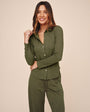Button Up Knit Top - Olive Night