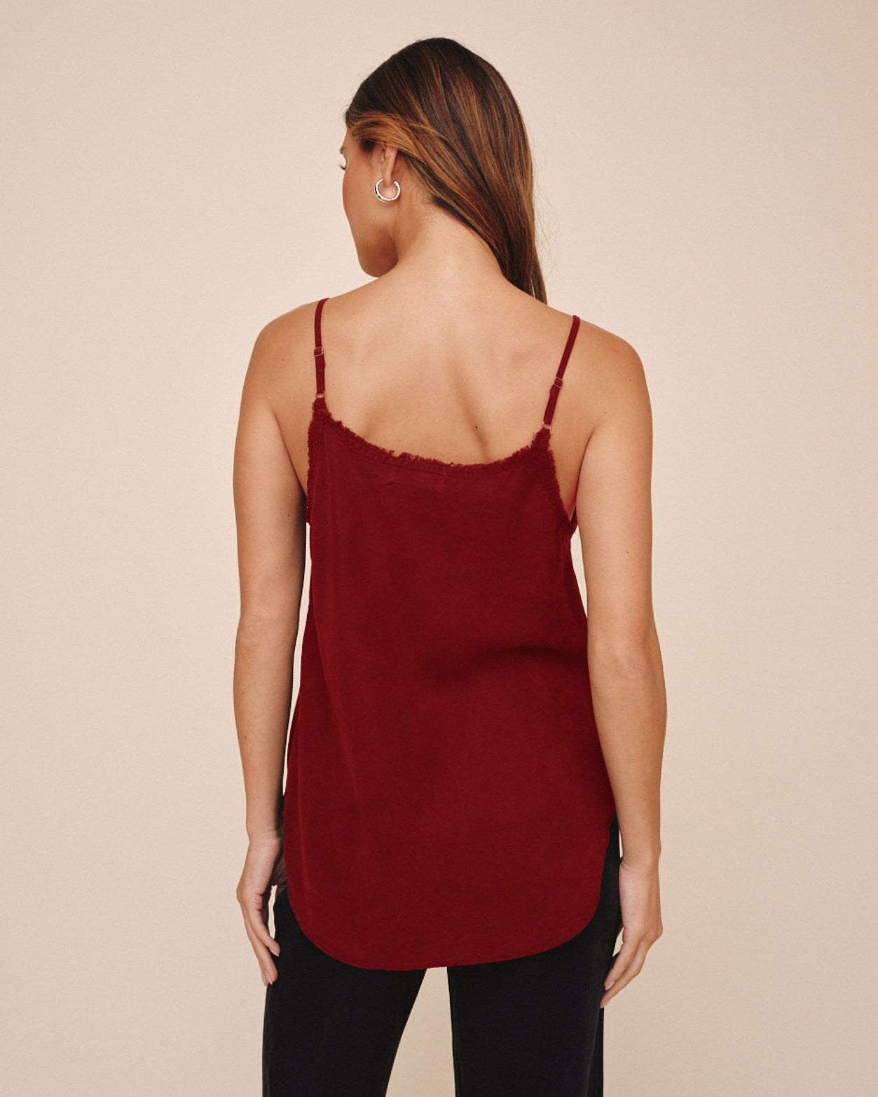 Frayed Tencel Cami -  Deep Crimson