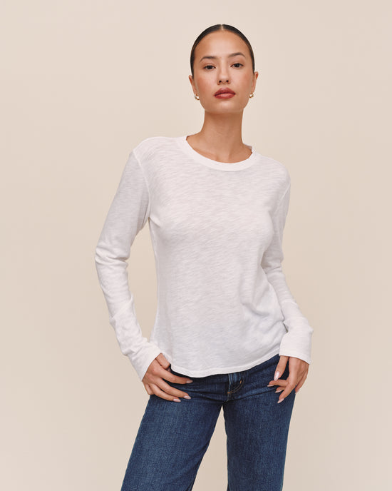 Bella Dahl Long Sleeve Crew Tee - White