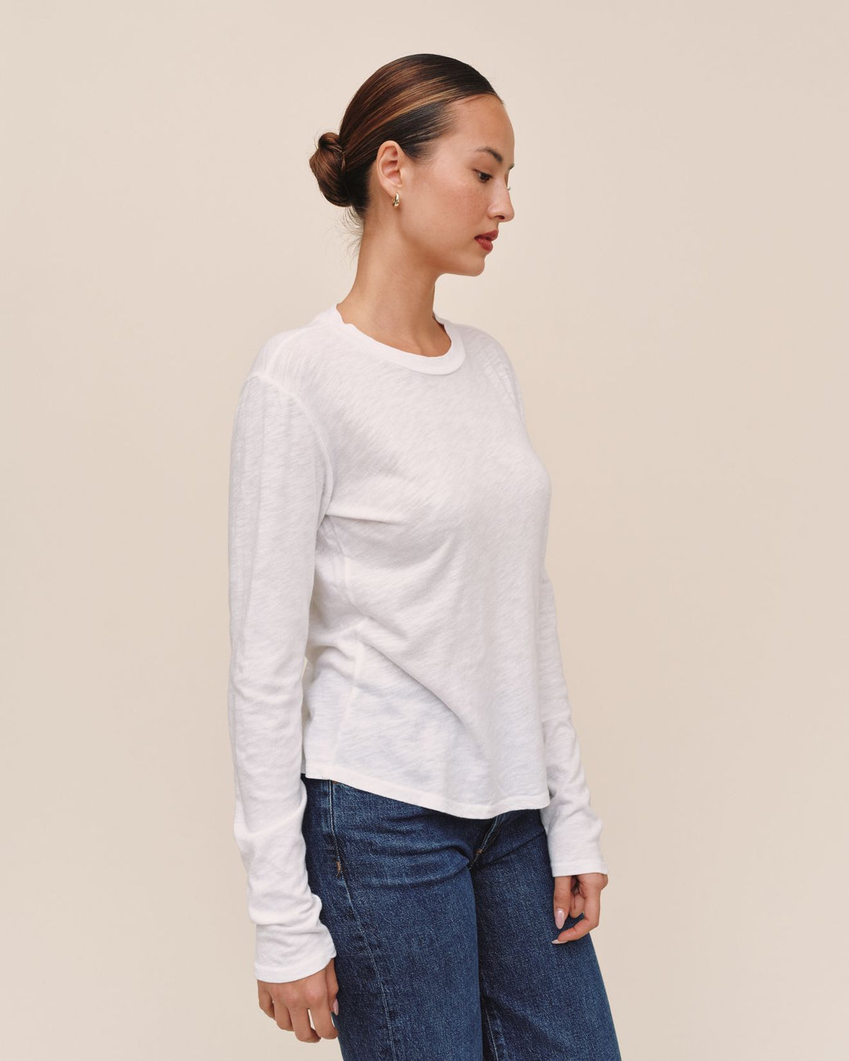 Long Sleeve Crew Tee - White