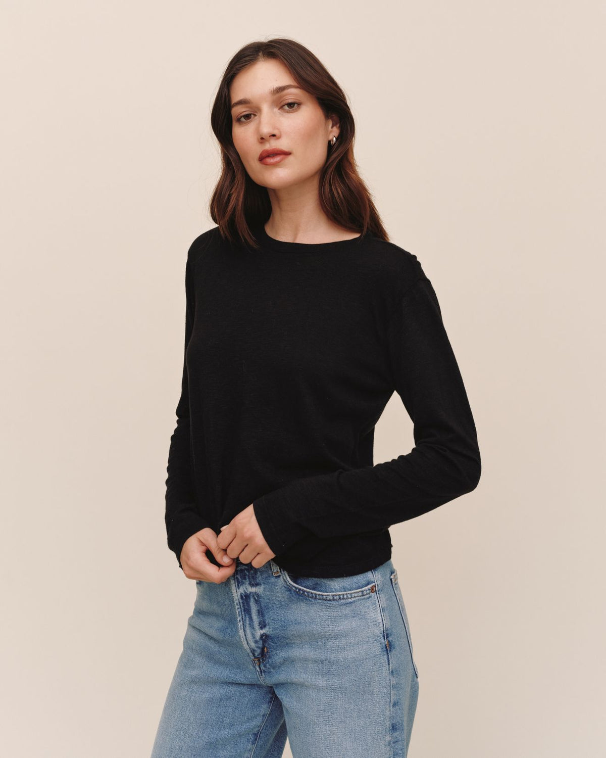 Long Sleeve Crew Tee - Black