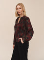 Pleated Bodice Shirt- Abstract Camo Print
