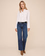 Cropped Button Down - White
