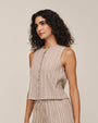 Sleeveless Button Front Top - Driftwood