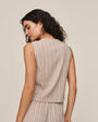 Sleeveless Button Front Top - Driftwood