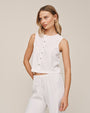 Sleeveless Button Front Top - White