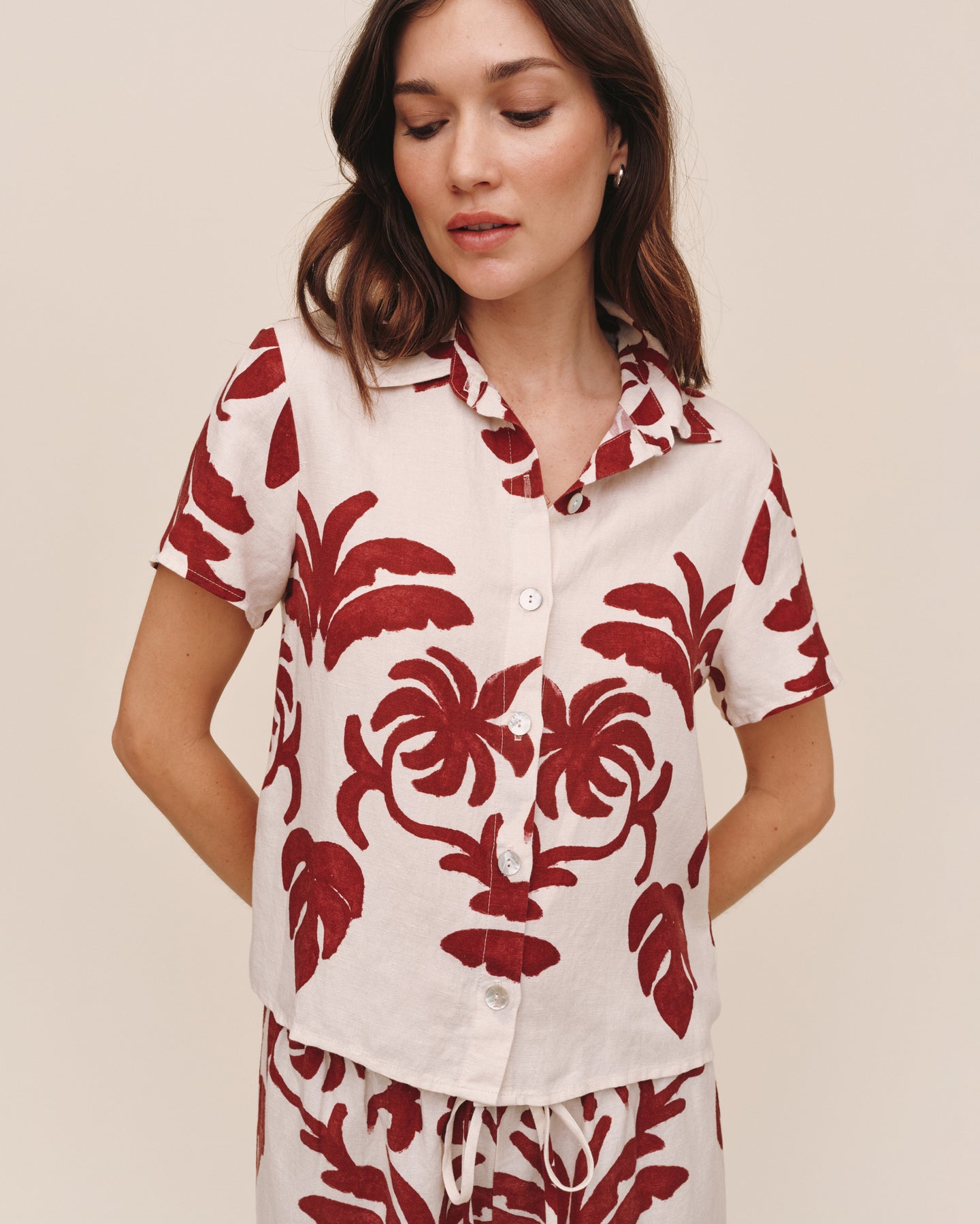 Short Sleeve Camp Shirt - Island Damask Print