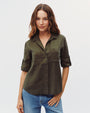 Split Back Button Down  - Olive Night
