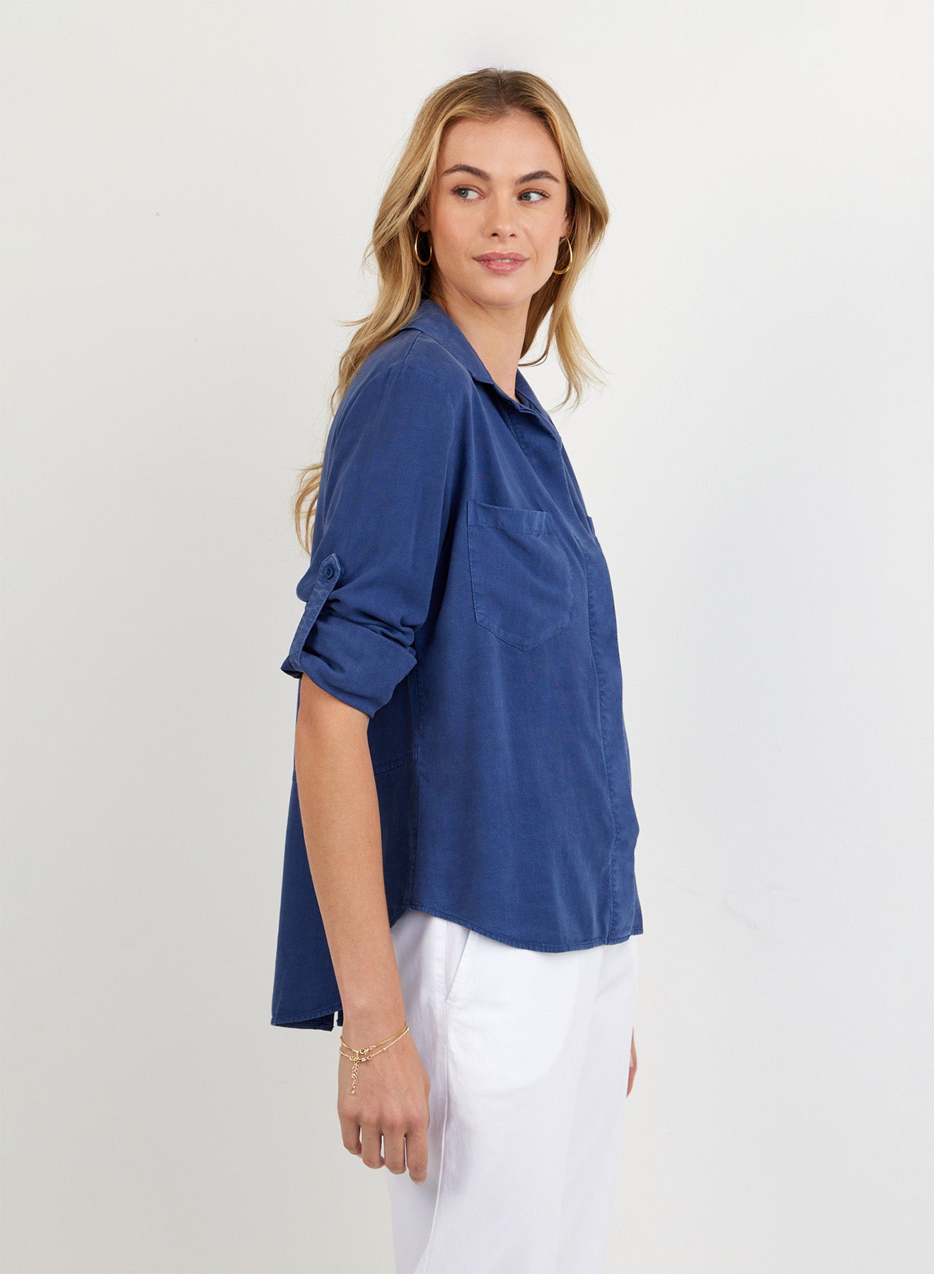 Split Back Button Down - Midnight Surf