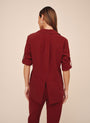 Split Back Button Down - Deep Crimson