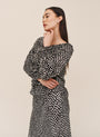 Tie Neck Ruffle Top - Sketched Stars Print