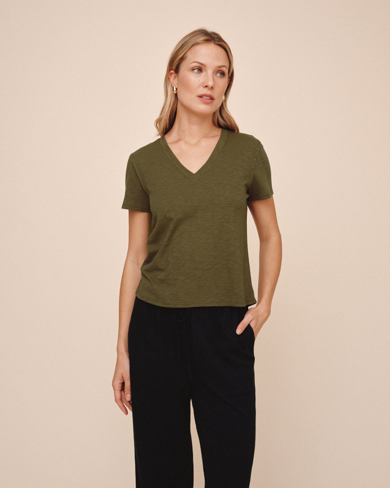 V-Neck Tee - Olive Night