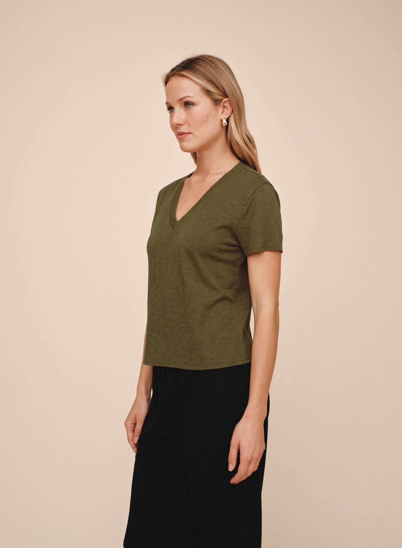 V-Neck Tee - Olive Night