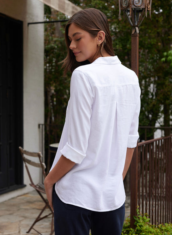 Shirt Tail Button Down - White