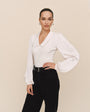 Collared V Neck Top - Winter White