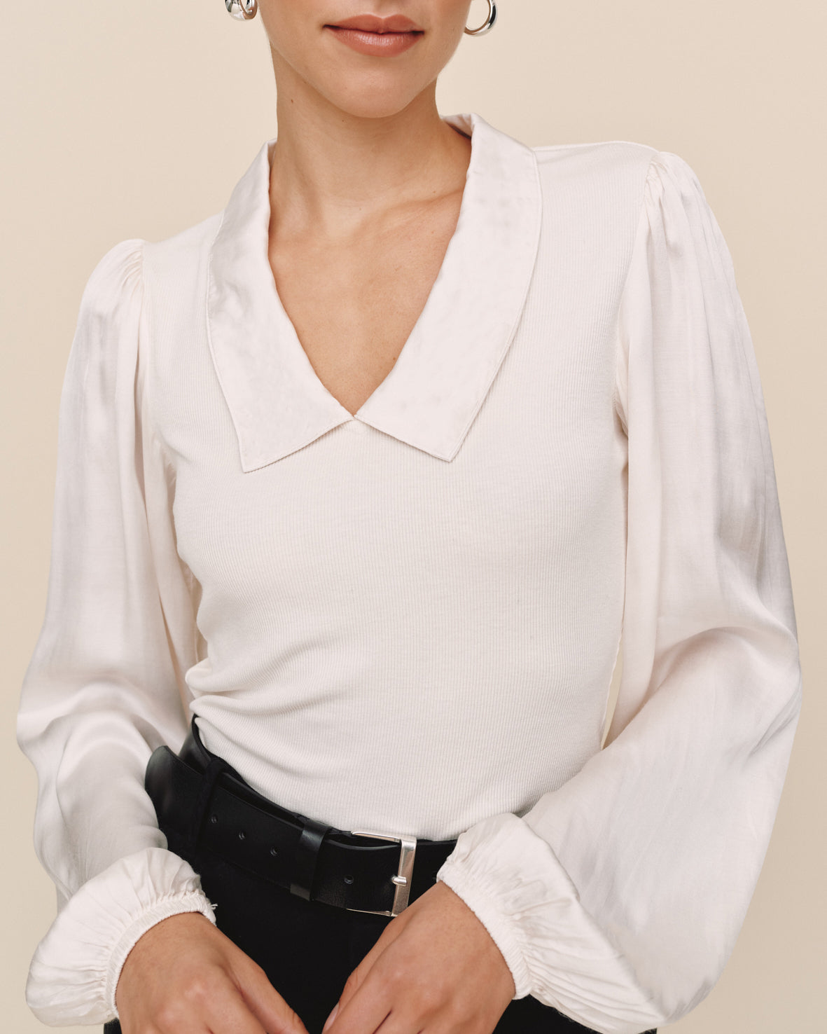 Collared V Neck Top - Winter White Bella Dahl Collared V Neck Top - Winter White Bella Dahl