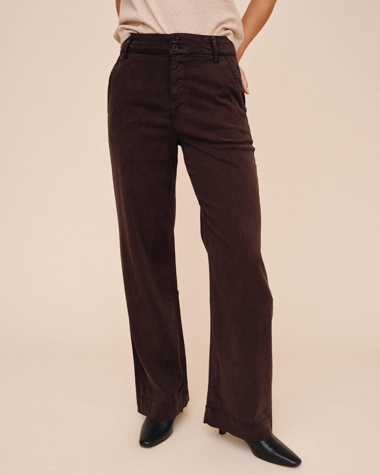 Sydney Wide Leg Pant - Dark Chestnut